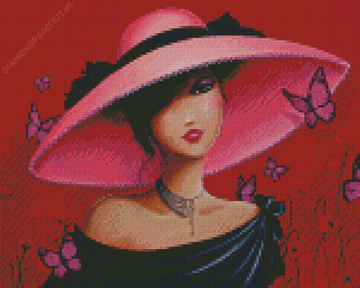 Lady In A Pink Hat Diamond Painting