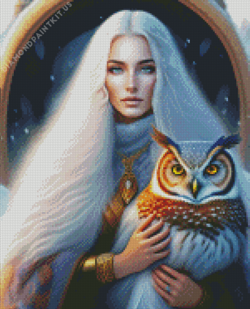 Lady With Owl Diamond Painting