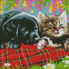 Puppy and Kitten Sleeping Diamond Painting