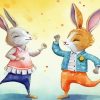Cartoon Dancing Rabbits Diamond Painting