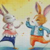 Cartoon Dancing Rabbits Diamond Painting