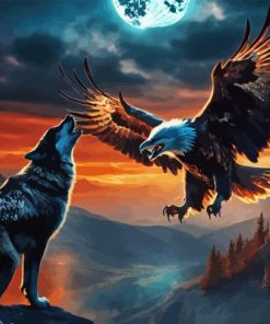 Eagle And Wolf Moon Diamond Painting