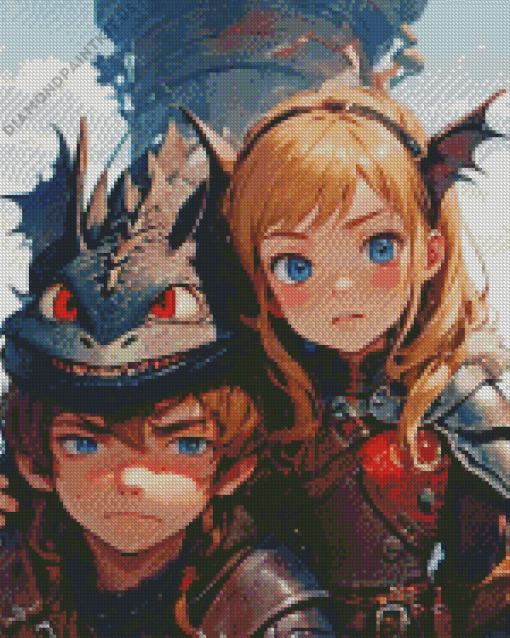 Hiccup and Astrid Animation Diamond Painting