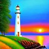 Sunset Beach Lighthouse Diamond Paintings