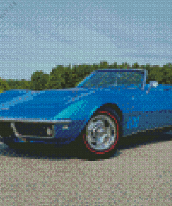 Blue 68 Corvette Diamond Painting