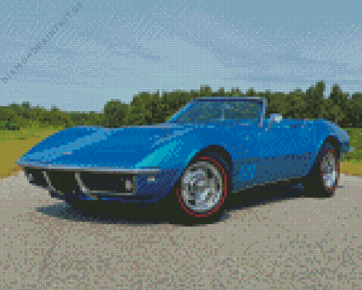 Blue 68 Corvette Diamond Painting