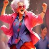 Cool Old Lady Dancing Diamond Painting