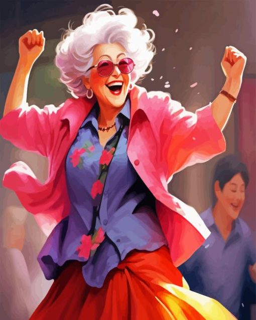 Cool Old Lady Dancing Diamond Painting