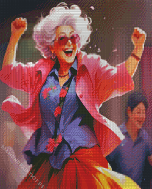 Cool Old Lady Dancing Diamond Painting