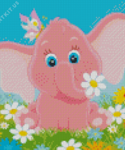 Baby Pink Elephant Diamond Painting