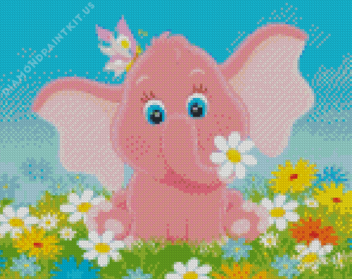 Baby Pink Elephant Diamond Painting