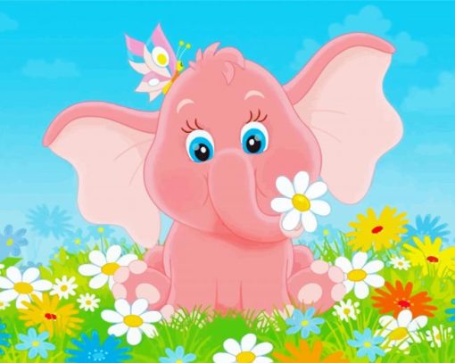 Baby Pink Elephant Diamond Painting