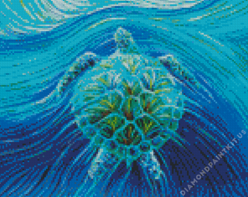 Blue Green Abstract Turtle Diamond Painting