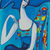 Blue Woman And Cat Diamond Painting