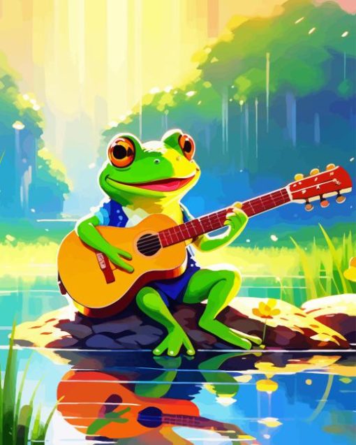 Frog Playing Guitar Diamond Paintings