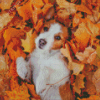 Dog In Leaves Diamond Painting