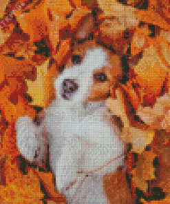 Dog In Leaves Diamond Painting