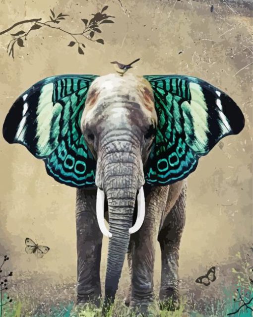 Elephant Butterfly Diamond Painting