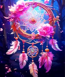 Floral Pink Dream Catcher Diamond Paintings