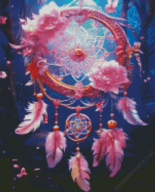 Floral Pink Dream Catcher Diamond Paintings