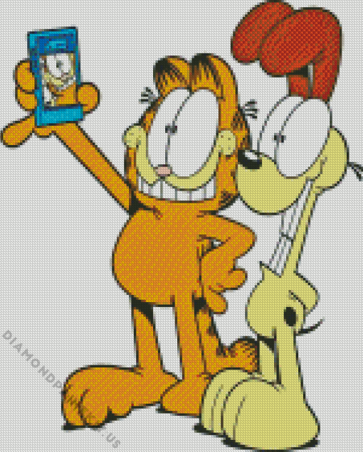 Garfield the Cat and Odie Selfie Diamond Painting