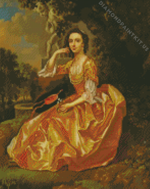 Lady in Gold Dress Diamond Painting