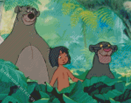 Mowgli And Bagheera And Baloo Diamond Painting