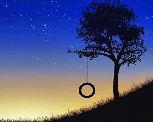 Night Tree Swing Diamond Painting