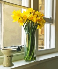 Spring Yellow Flowers Vase Diamond Painting