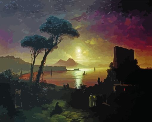 The Bay of Naples At Moonlit Night Diamond Painting