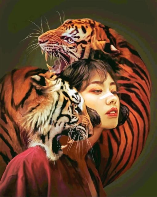 Tiger Girl Art Work Diamond Painting