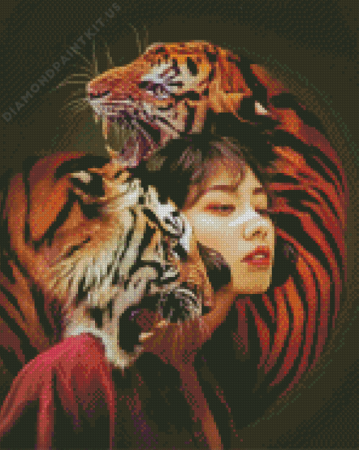 Tiger Girl Art Work Diamond Painting