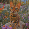 Cat and Flowers Diamond Painting