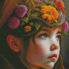Girl With Floral Head Diamond Painting