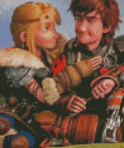 Animation Hiccup and Astrid Diamond Painting