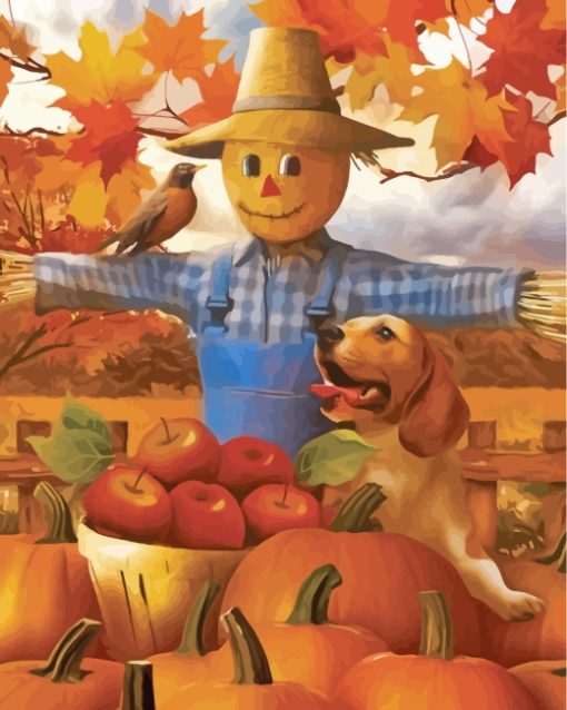 Autumn Farm Scarecrow Diamond Painting