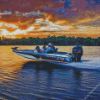 Bass Boat at Sunset Diamond Painting