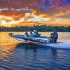 Bass Boat at Sunset Diamond Painting