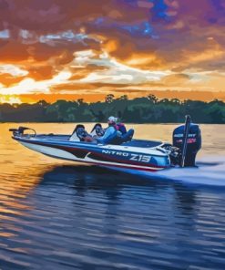 Bass Boat at Sunset Diamond Painting