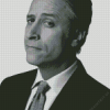 Black And White Jon Stewart Diamond Painting