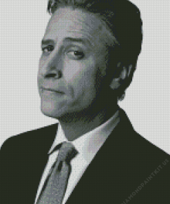 Black And White Jon Stewart Diamond Painting