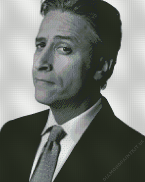 Black And White Jon Stewart Diamond Painting