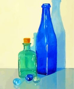 Blue Green Glass Bottles Diamond Painting