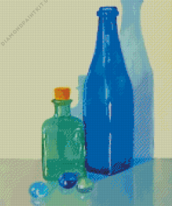 Blue Green Glass Bottles Diamond Painting