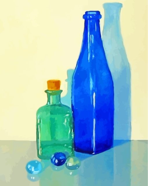 Blue Green Glass Bottles Diamond Painting