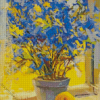 Blue Yellow Flowers And Lemons Art Diamond Painting