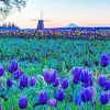 Blue Tulips Landscape Diamond Painting