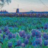 Blue Tulips Landscape Diamond Painting