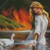 Bonde Girl With Duck Diamond Painting