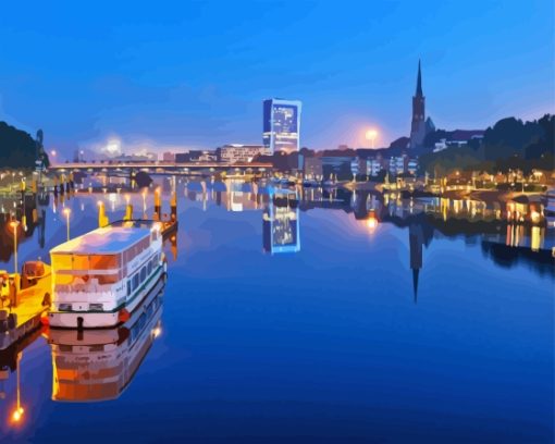 Bremen Buildings Reflection Diamond Painting